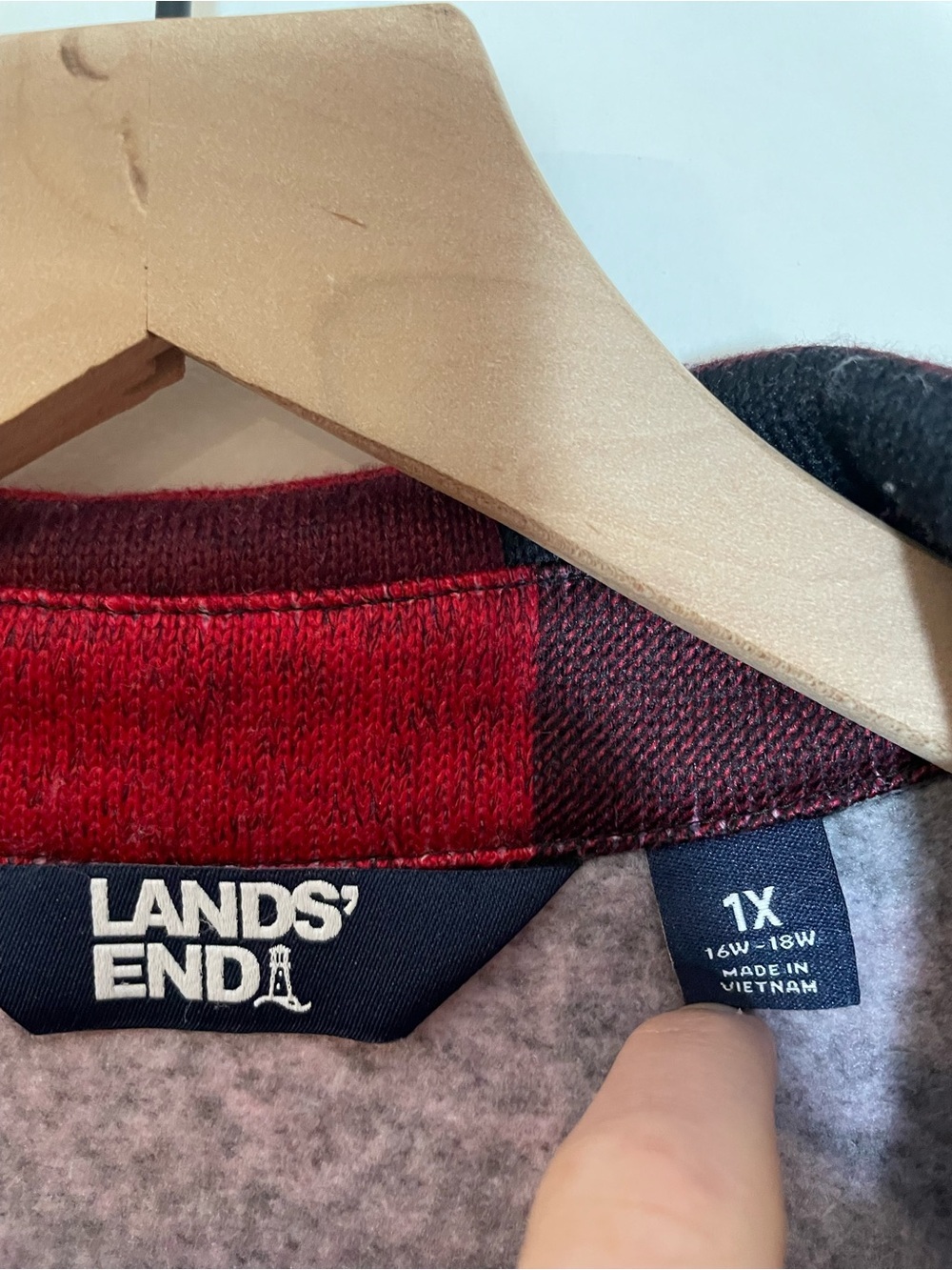 Lands' End Women's Buffalo Plaid Shacket Shirt Jacket Soft & Cozy Size 1X 16-18W - Picture 2 of 12